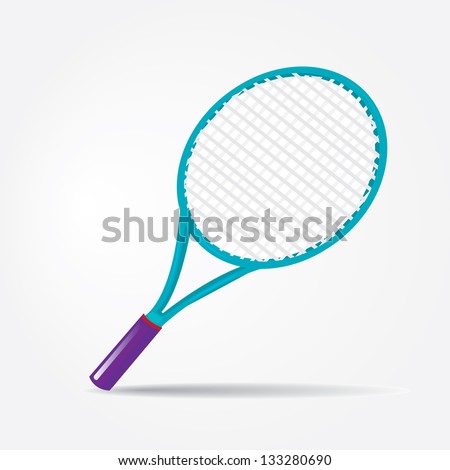 vector blue tennis racket. vector sport equipment. tennis club.