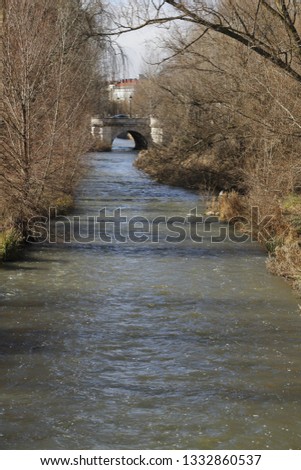 River in the city of Burgos, Spain