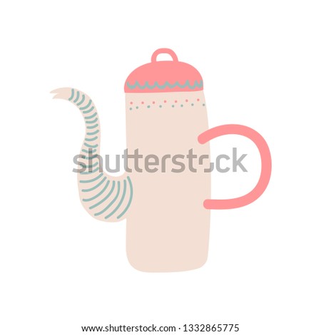 Cute Teapot Ceramic Crockery Cookware Vector Illustration