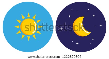 sun and moon in circle day and night concept vector illustration EPS10 Royalty-Free Stock Photo #1332870509