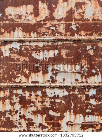 Old iron sheet, peeling color and rust