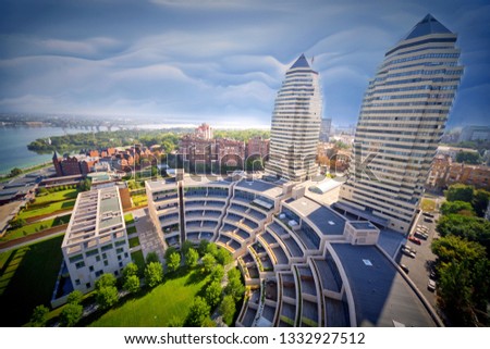 Picture, photo wallpapers landscape top view spring city Dnieper, Ukraine