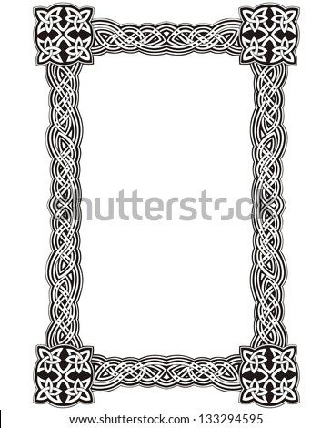 Celtic decorative knot frame. Black and white vector decoration. Royalty-Free Stock Photo #133294595