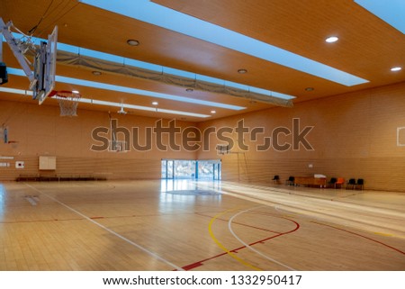 interior of a sports hall without anyone before playing Royalty-Free Stock Photo #1332950417