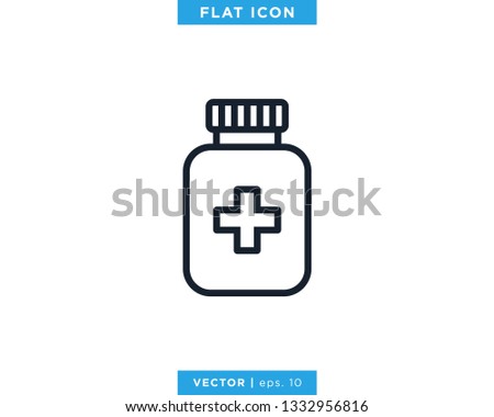 Medicine Bottle Icon Vector Design Template. Prescription Drug Bottle