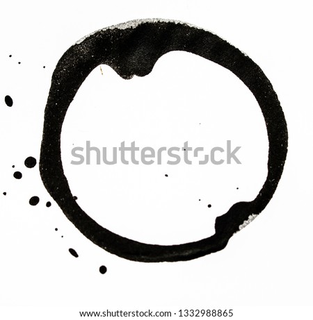 Black Coffee Cup Drink Stain On White Background