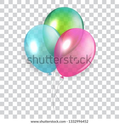 Glossy Happy Birthday Concept with Balloons isolated on transparent background. Vector Illustration EPS10