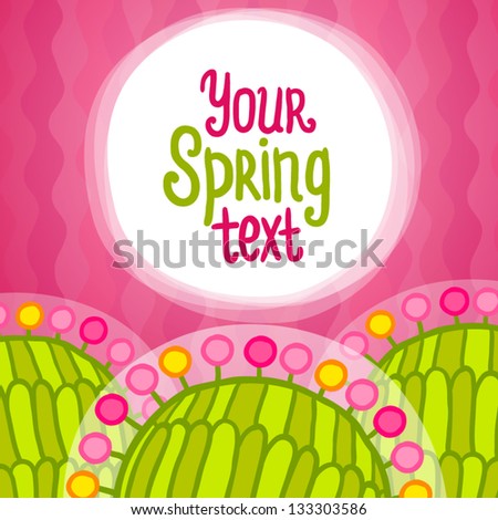 Abstract floral cartoon background. Cute template with flowers.