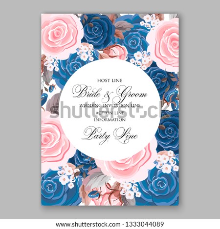 Rose Floral Wedding Invitation Card Template Vector