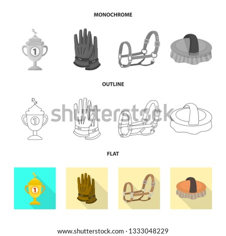 Vector design of equipment and riding symbol. Set of equipment and competition stock symbol for web.
