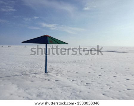 Beach in snowy winter