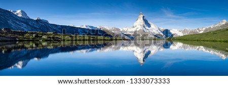Swiss alps with Matterhorn glacier and Stellisee, Canton of Valais, Switzerland