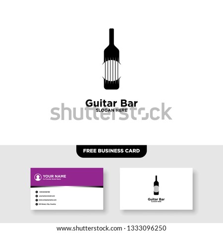Guitar Bar Logo, Free Business Card