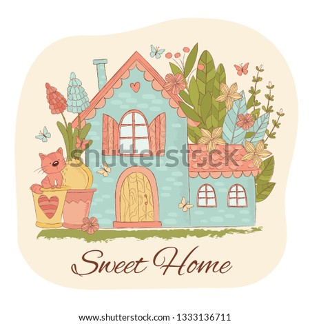 SPRING HOME Garden Season Animal Holiday Cartoon Wreath Vector Illustration Set