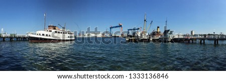 city of kiel germany harbour with ships and shipyard Royalty-Free Stock Photo #1333136846