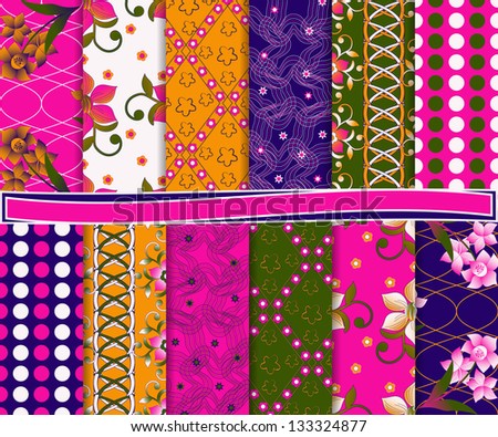 abstract floral vector set of paper for scrapbook