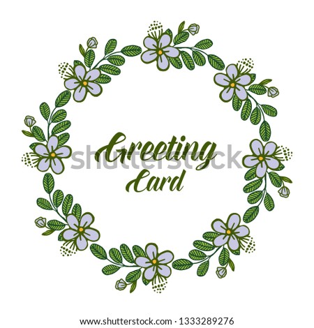 Vector illustration greeting card writing with purple flower frame hand drawn