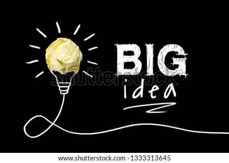 Big idea, Inspiration, New idea and Innovation concept with Crumpled Paper light bulb aside. 