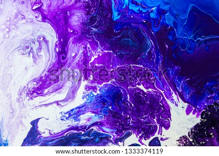 Creative blue violet white abstract hand painted background wallpaper texture design close-up fragment stains of fluid acrylic watercolor oil painting picture canvas Modern Contemporary piece of art