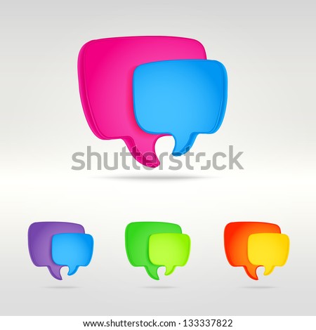 Colorful text speech bubbles as eps10 vector icon emblem of talking or having conversation, communication illustration clip-art