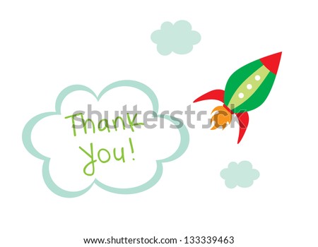cute rocket thank you tag