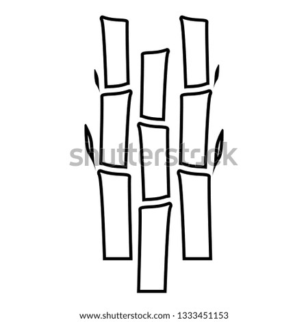 Bamboo with leafs Nature plant icon black color outline vector illustration flat style simple image
