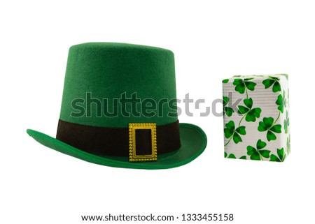 st patrick hat green gift box clover pattern isolated background design festive