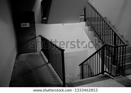Black and white image of a stairwell