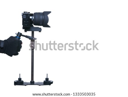 Equipment for the videographer. Steadicam and camera. For shooting smooth video. Steadicam.