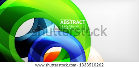 Modern geometric circles abstract background, colorful round shapes with shadow effects, vector illustration