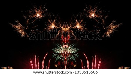 Berlin Fireworks Symmetrical Impressions, Germany Royalty-Free Stock Photo #1333515506