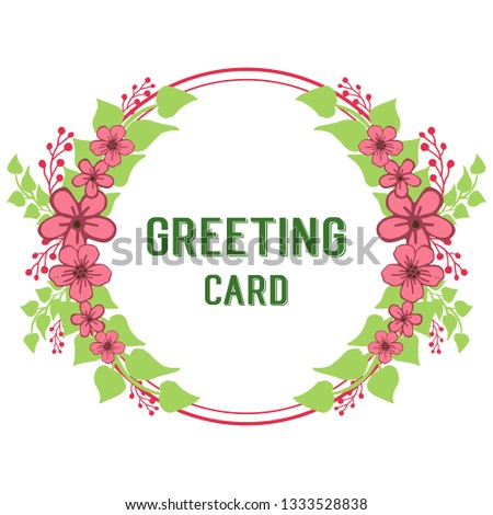 Vector illustration greeting card template with floral frame white backdrop