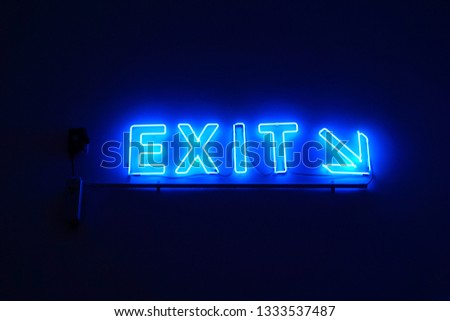 Neon Exit Sign and Arrow         