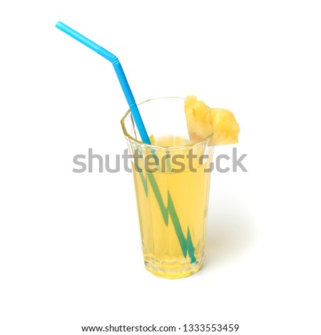 Pineapple juice over white background