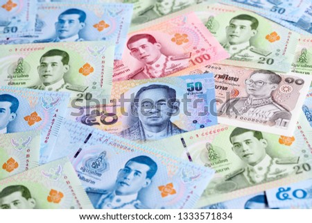 Thailand 50 Bath note closeup Royalty-Free Stock Photo #1333571834