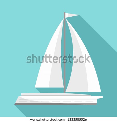 White yacht icon. Flat illustration of white yacht icon for web design