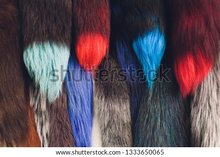 Macro view of brown fur. Close up. silver fox. colored.