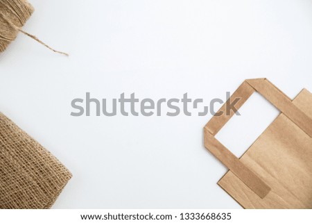 Cardboard bags on white isolated background. Top view