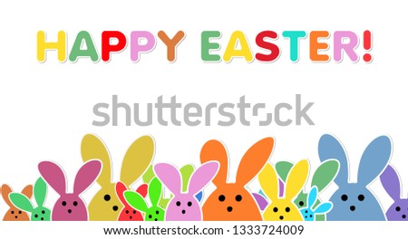 Easter Bunnies as illustration on white Background with.
Playful Easter Bunnies Background for the Easter Season. 
