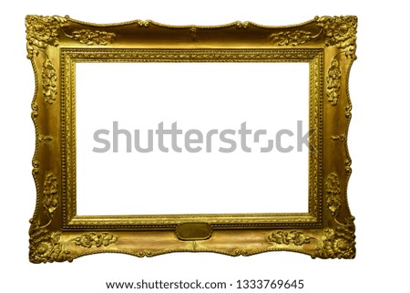 old baroque gilded frame on white background