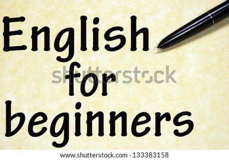 English for beginners title written with pen on paper