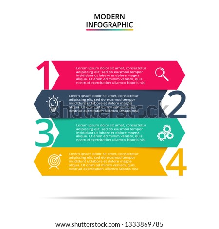 Abstract arrows of graph, diagram with 4 steps, options, parts or processes. Vector business template for presentation. Creative concept for infographic. Business concept