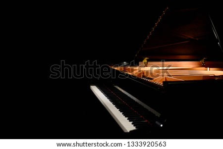 Grand piano, black piano , studio piano, Yamaha, classical music, stage Royalty-Free Stock Photo #1333920563