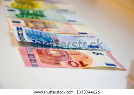 different colors banknotes money