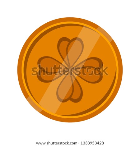Isolated coin icon with a clover. Patrick day. Vector illustration design
