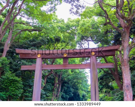 Torii Gate in Yoyogi Park. In Tokyo, Japan 