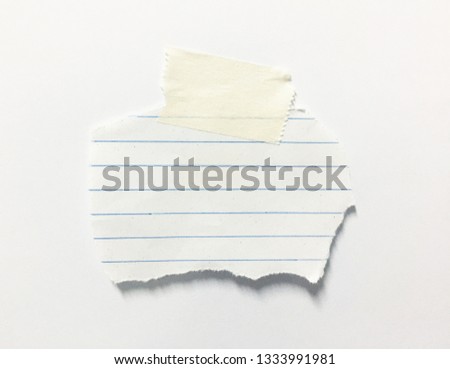 old ripped paper with adhesive tape on white background