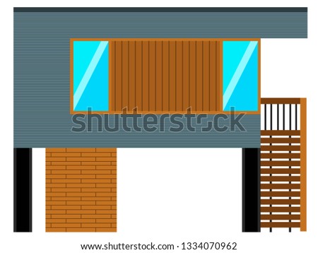 Front view of a modern house. Vector illustration design