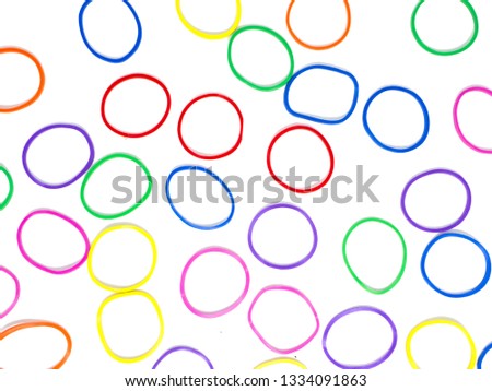 Rubber band colors isolated on white background.