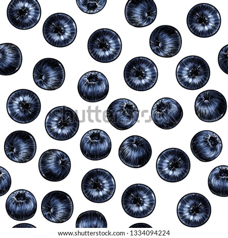 Juicy blueberry. Vector seamless pattern.Vintage style